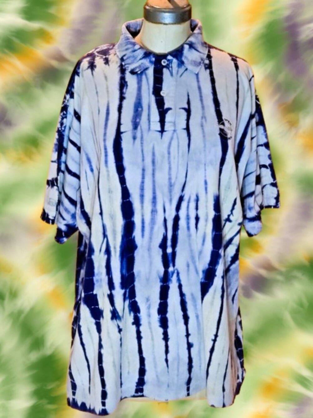 Vtg Fairway Blues Tie Dye Polo Golf Shirt, 100% cotton, Large, Made in USA